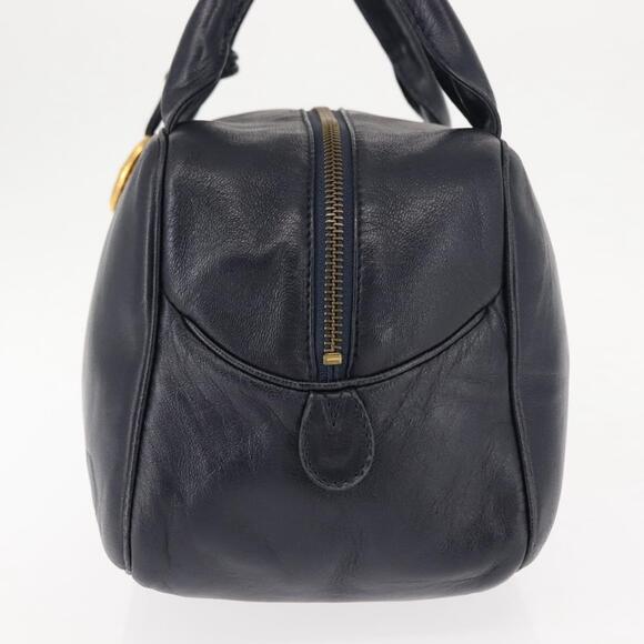 Christian Dior Hand Bag Leather Navy Gold Auth BA5820 - Picture 3 of 16